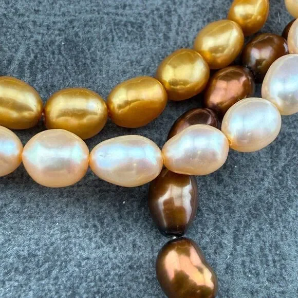 Set of Six 6 Cultured Large 0.25" Freshwater Pearls Stretch Bracelets Multicolor - Picture 8 of 11